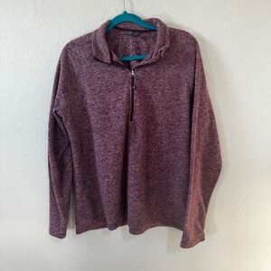 Eddie Bauer Womens Burgundy Quarter Zip Pullover Fleece Long SleeveSize XL